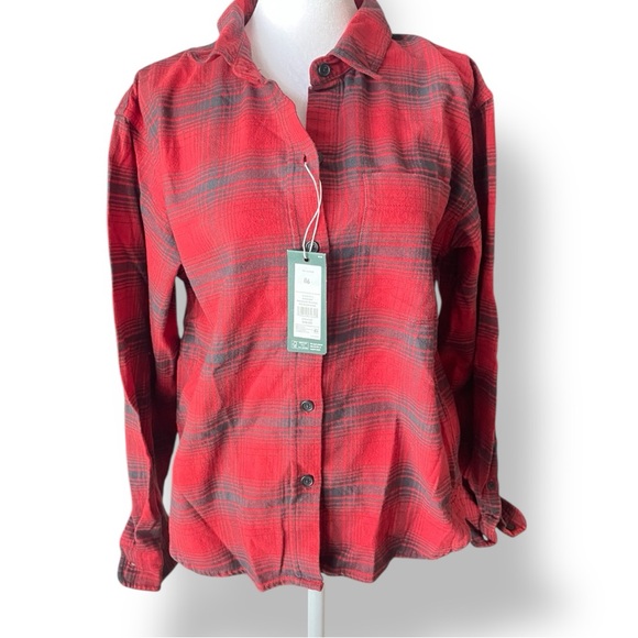 Women's Alpine Design Red Bison Plaid Flannel Shirt NWT - Picture 1 of 3